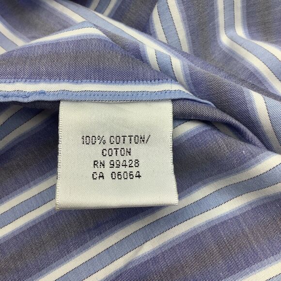 Bugatchi Mens Classic Fit Long Sleeve Button Up Shirt Blue Striped Size XL - Picture 7 of 8